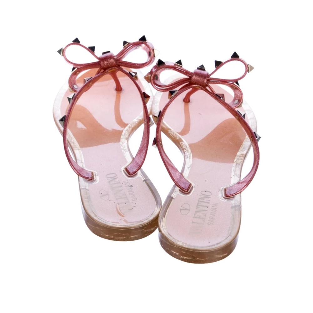Valentino Pink Bow Studded Sandals